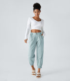 Joggings décontractés à taille mi-haute avec poches
