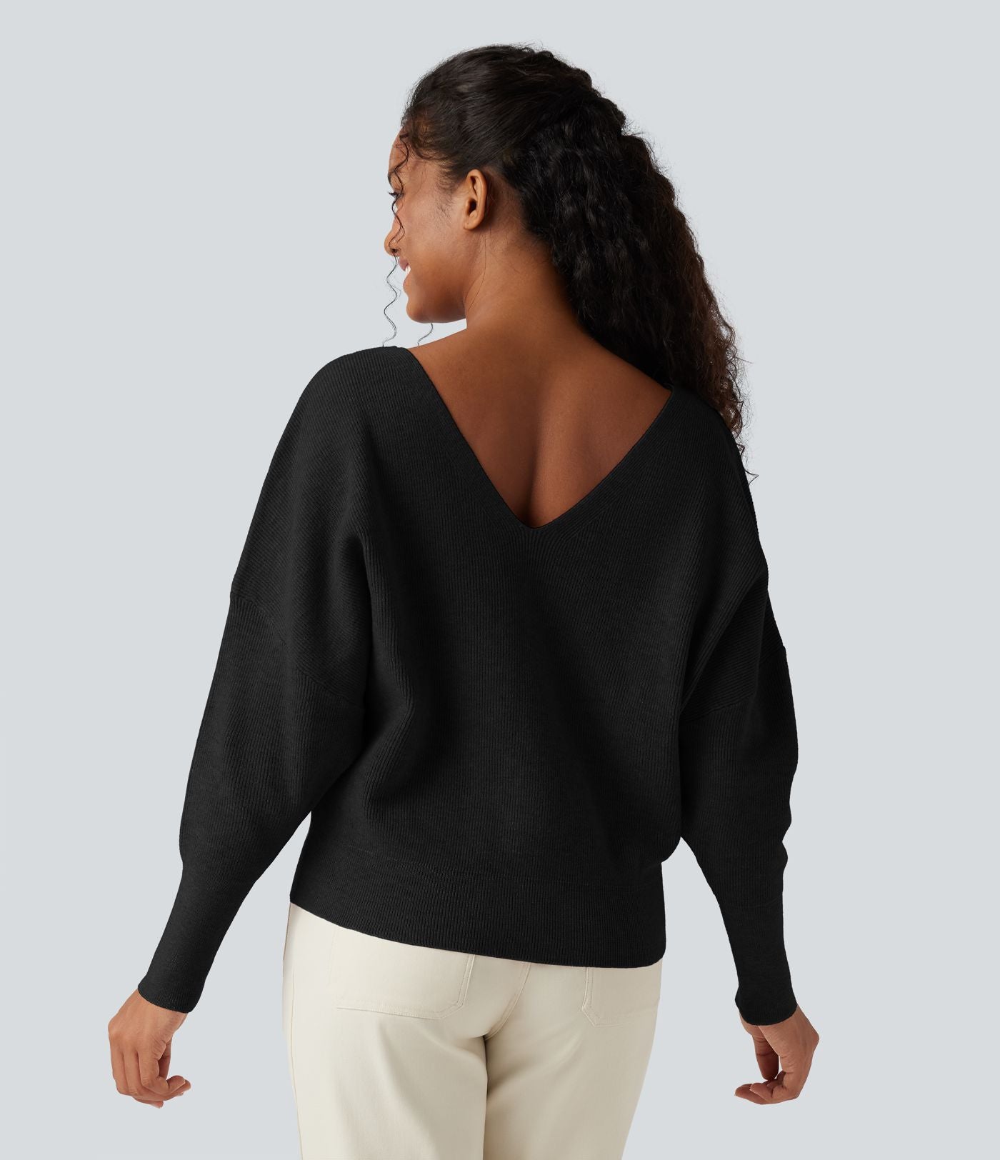 Pull cape décontracté réversible à décolleté en V et manches longues