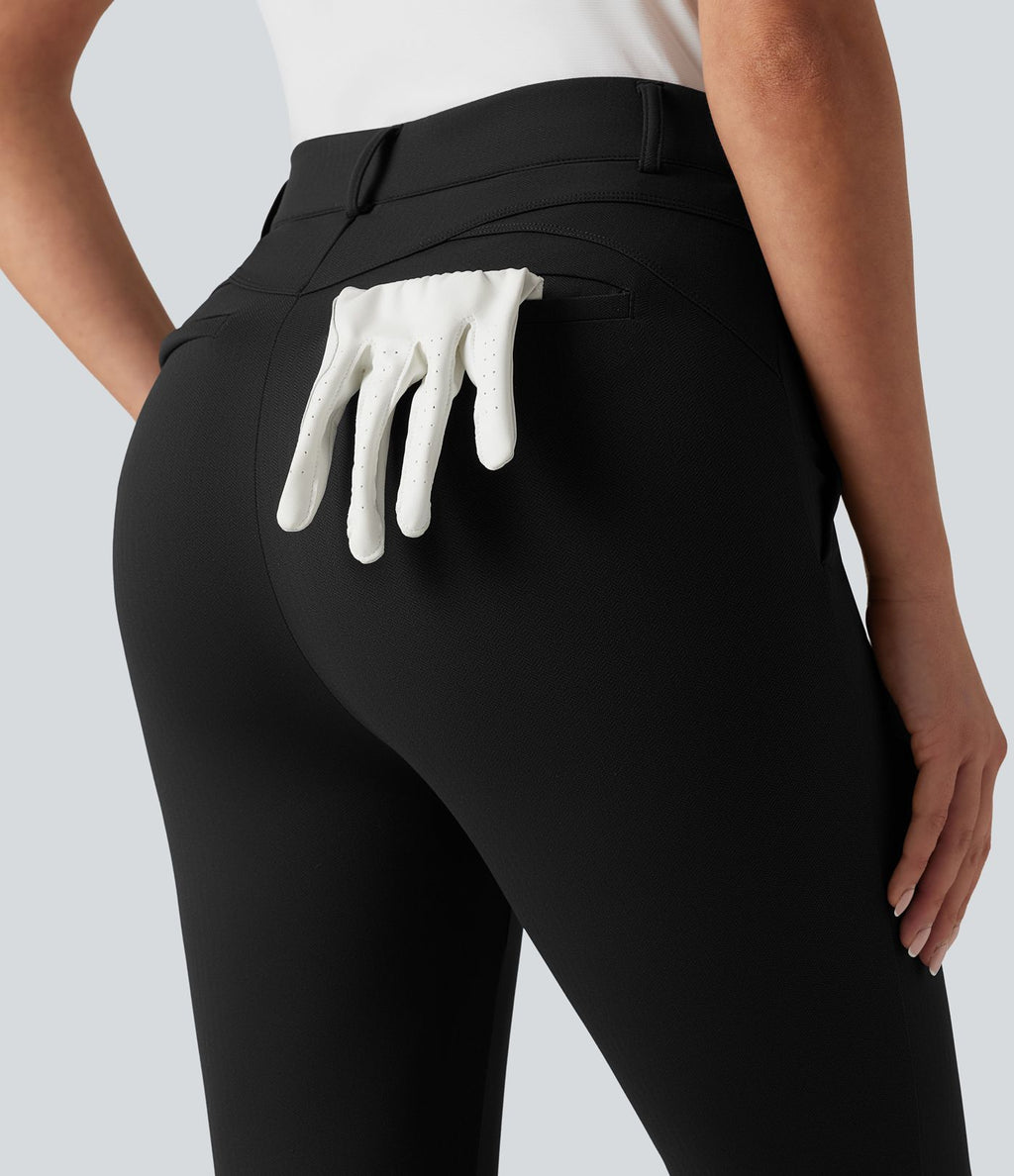 Pantalon skinny taille haute à chevrons pour le golf avec poches