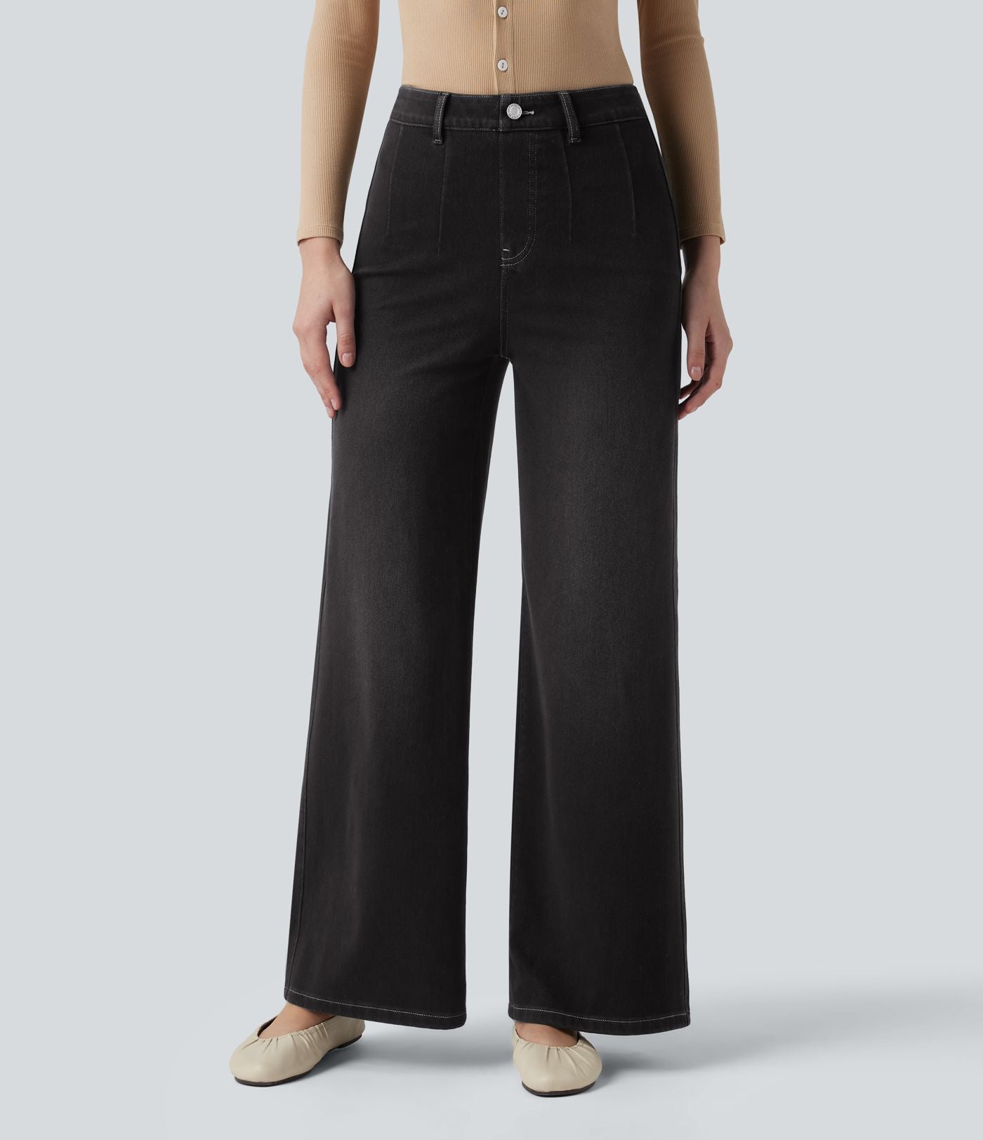 Halara Flex™ Jean large décontracté taille haute gainant avec poches