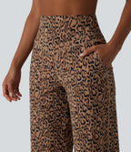 Halara UltraSculpt™ Pantalon de yoga court imprimé léopard ventre plat coupe droite taille haute avec poches