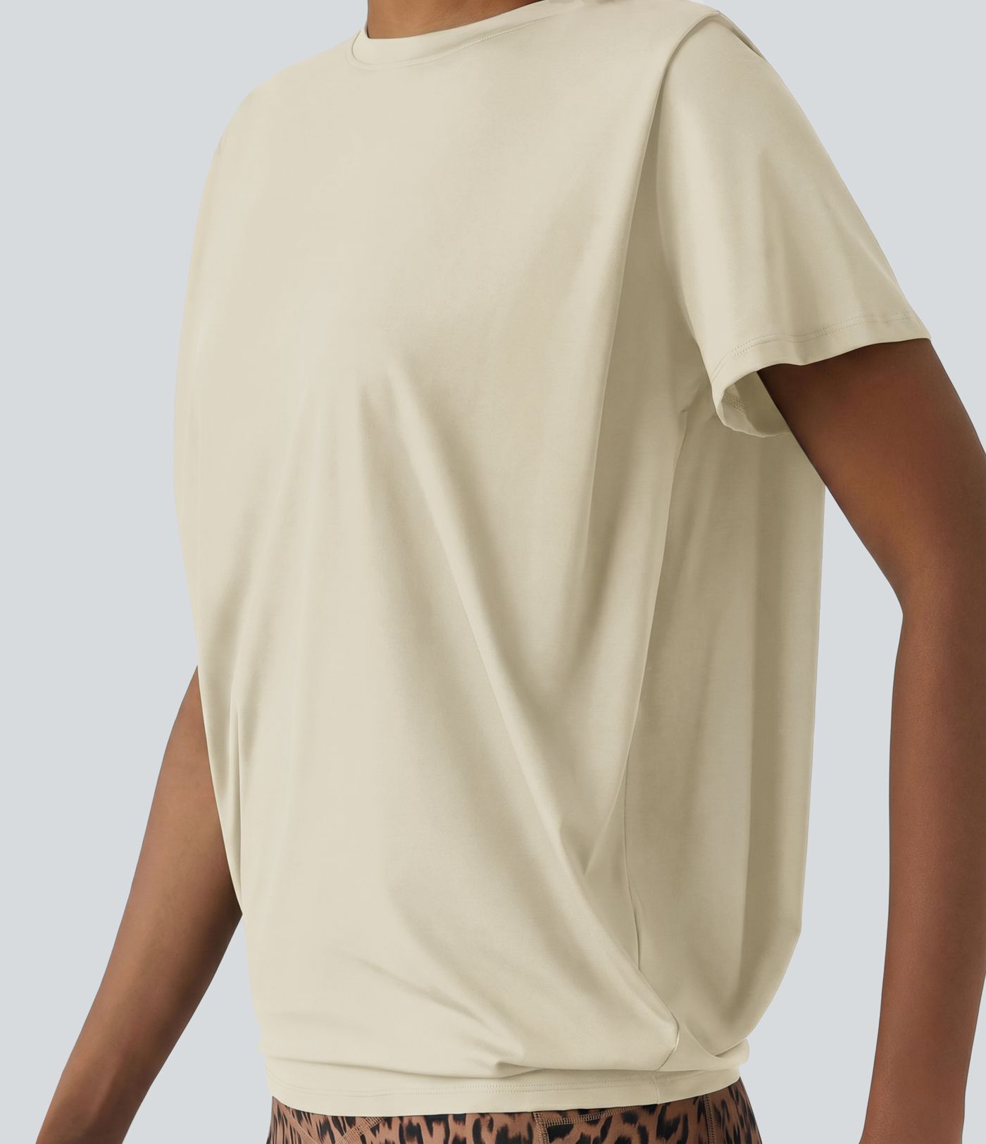 Haut de sport col rond manches courtes effet frais InstantCool avec fronces, protection solaire UPF50+