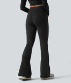 Legging évasé casual en maille respirante ventre plat taille haute avec poche