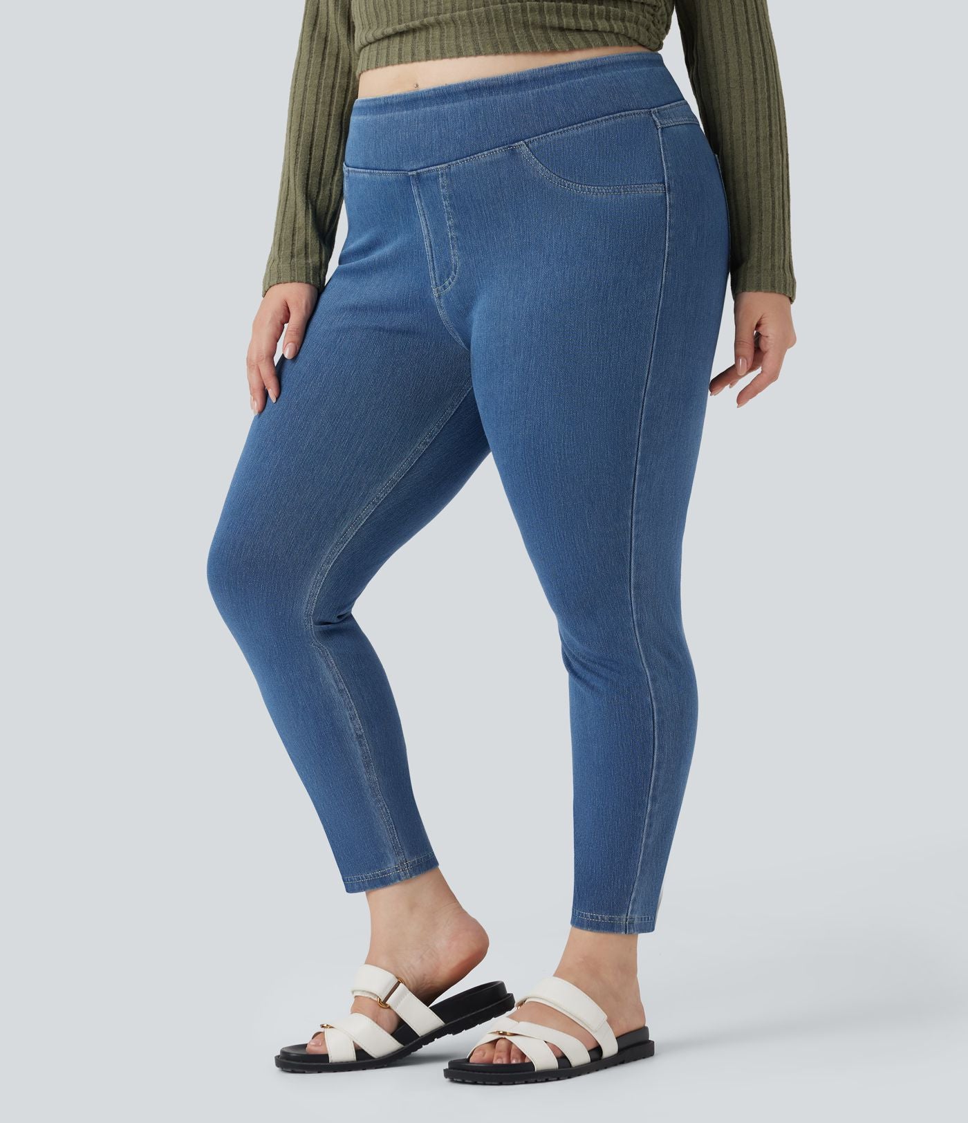 Halara Flex™ Jegging Casual Taille Haute Tricot Extensible Poche Latérale Arrière Grande Taille