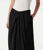 Pantalon ample décontracté effet lin, taille moyenne, à poches