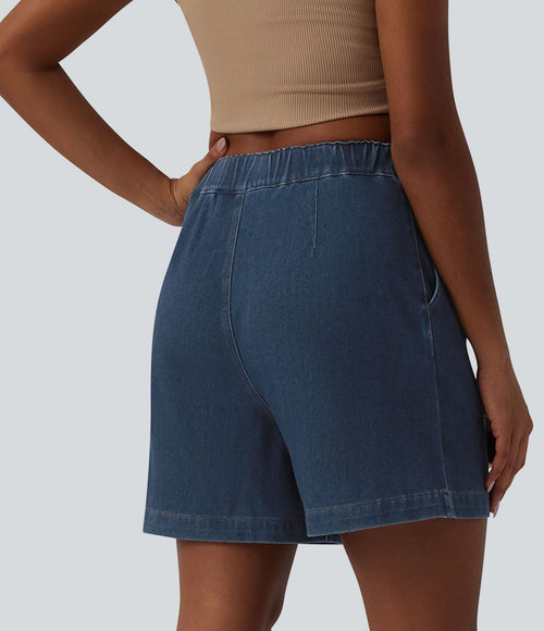 Bermuda en jean Halara Flex™ casual taille mi-haute avec poches