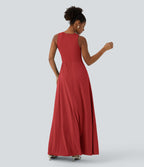 Combinaison Breezeful™ à séchage rapide pour demoiselles d'honneur et invitées de mariage, sans manches, avec fermeture éclair, poches latérales et détails contrastés