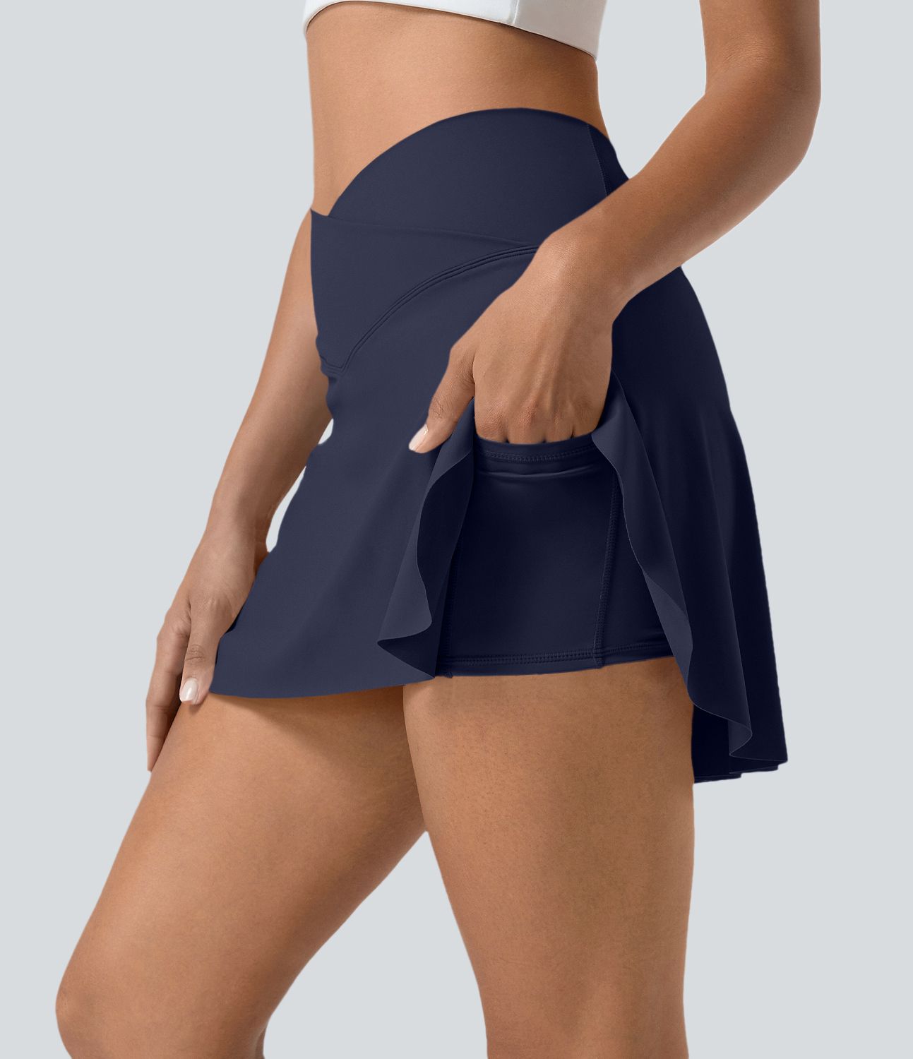 Jupe de tennis mini 2-en-1 quotidienne SoftlyZero™ Airy avec croisement, poche latérale et effet frais InstantCool, Lucid, protection solaire UPF50+