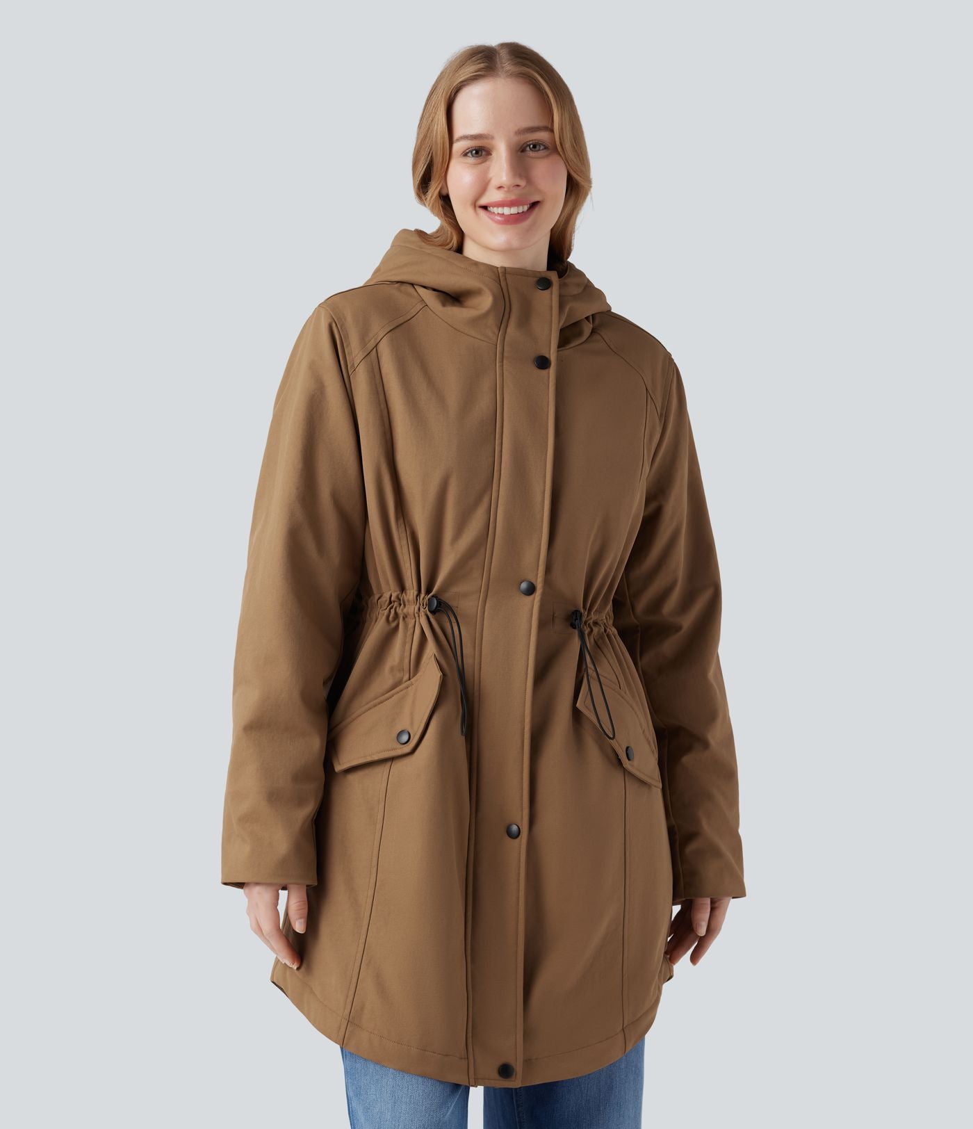 Parka sherpa polaire à capuche avec cordon de serrage et poches