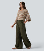 Pantalon large taille haute avec poches