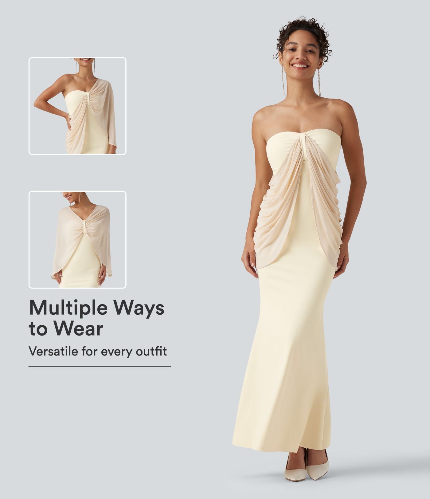 Robe maxi sirène SoftlyZero™ Plush bustier avec maintien intégré, coussinets amovibles et mesh contrasté