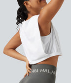 Débardeur yoga crop top SoftlyZero™ Airy col V toucher frais, protection solaire UPF50+