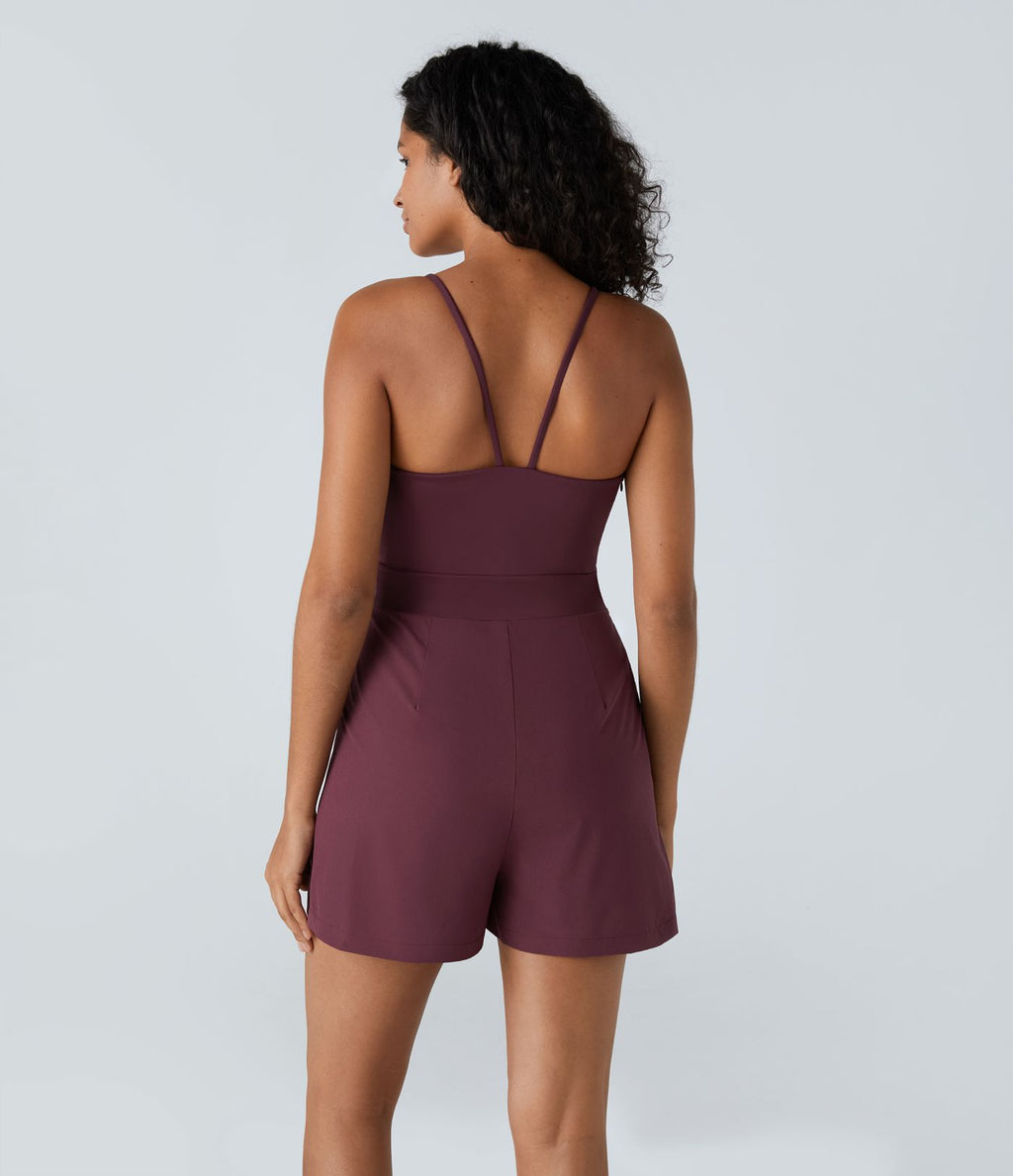 Breezeful™ Combishort Dos Nu Poche Zippée Invisible Sur le Côté Jambe Large Séchage Rapide