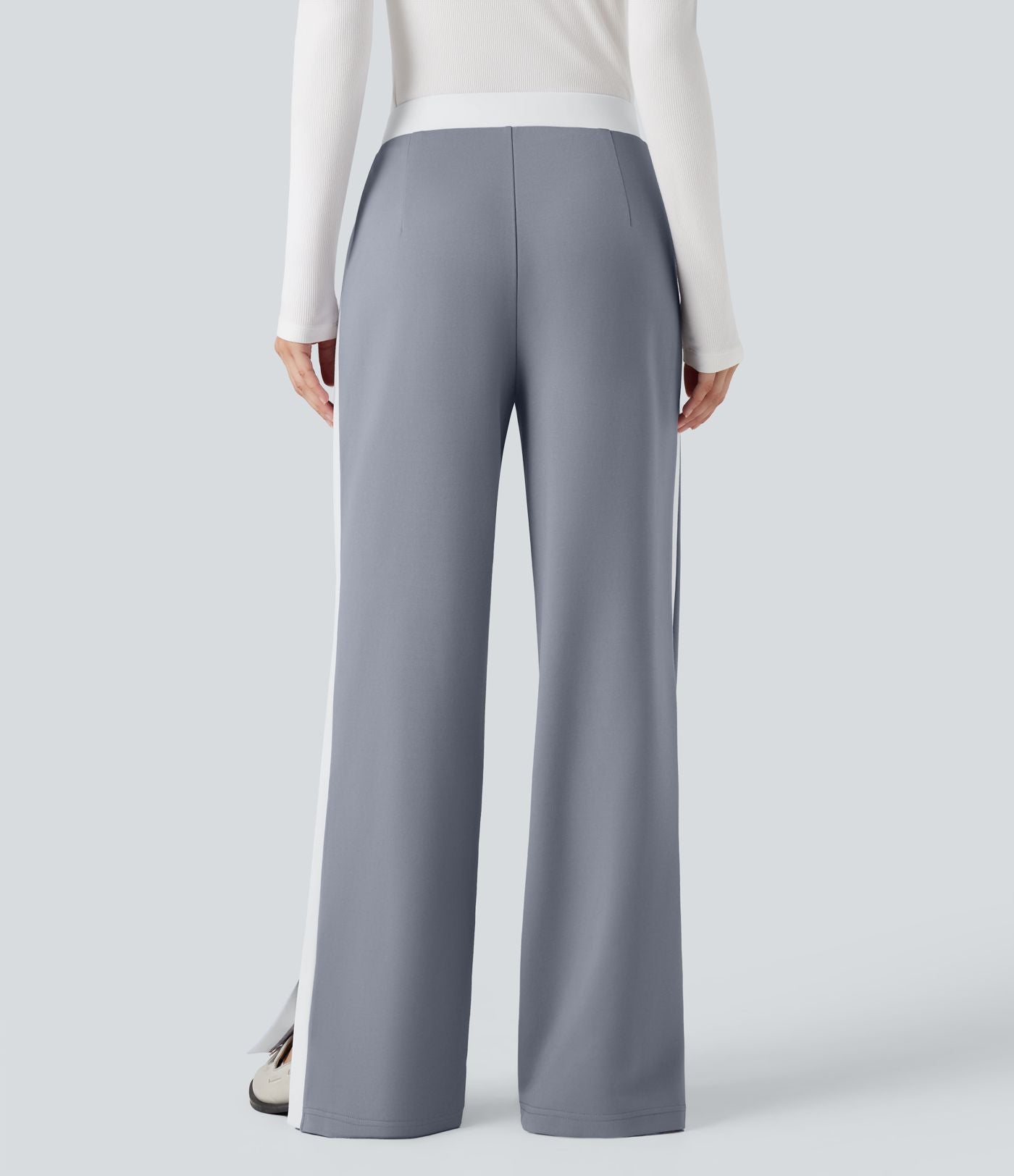 Pantalon de travail coupe droite taille moyenne color block avec fente avec poches