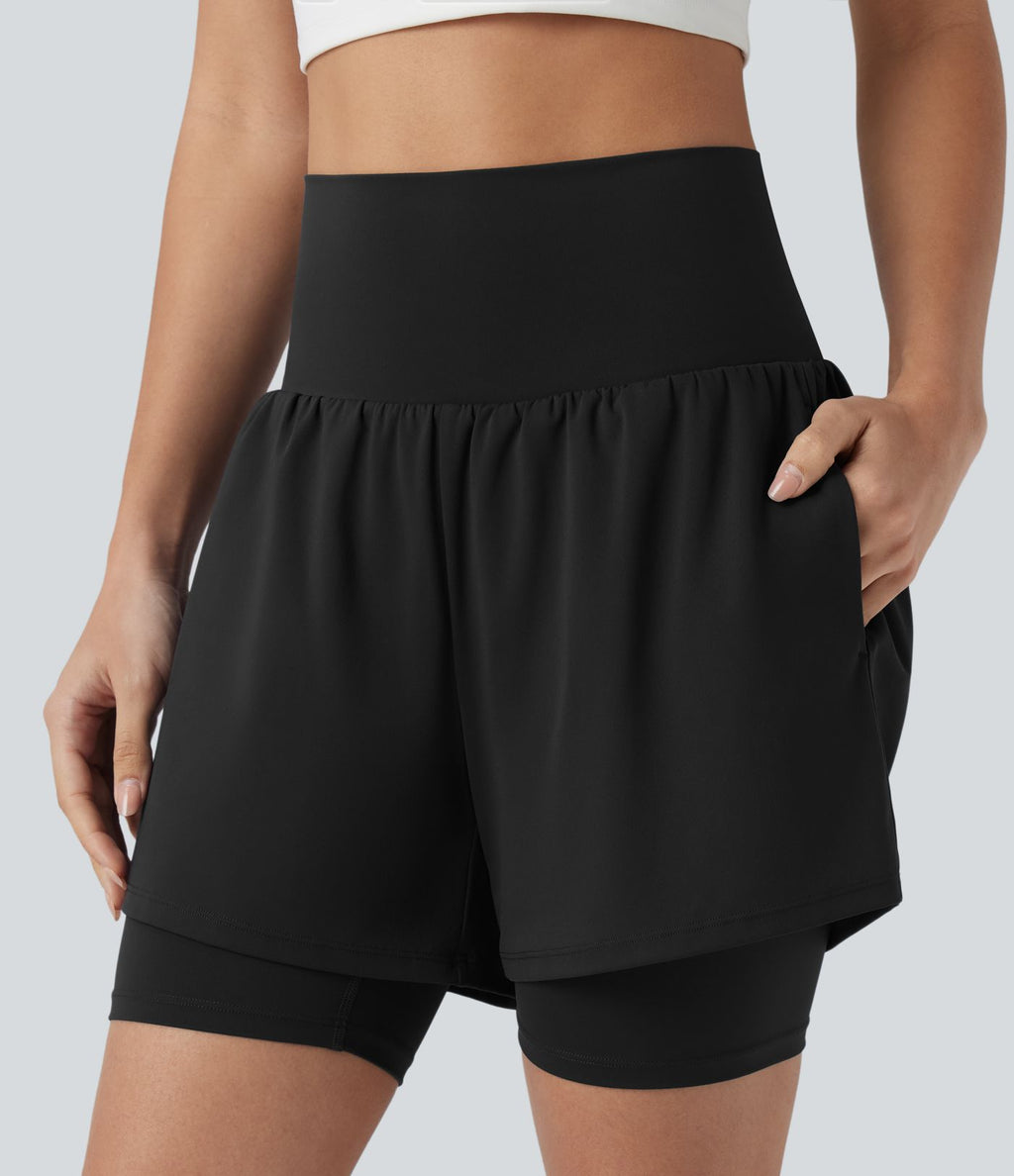 Short de yoga SoftlyZero™ Airy 2-en-1 taille ultra-haute effet frais InstantCool 17,5 cm avec poches