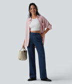 Jean Halara Flex™ taille haute coupe droite décontracté avec poches