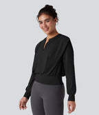 Top de sport yoga col cranté manches longues