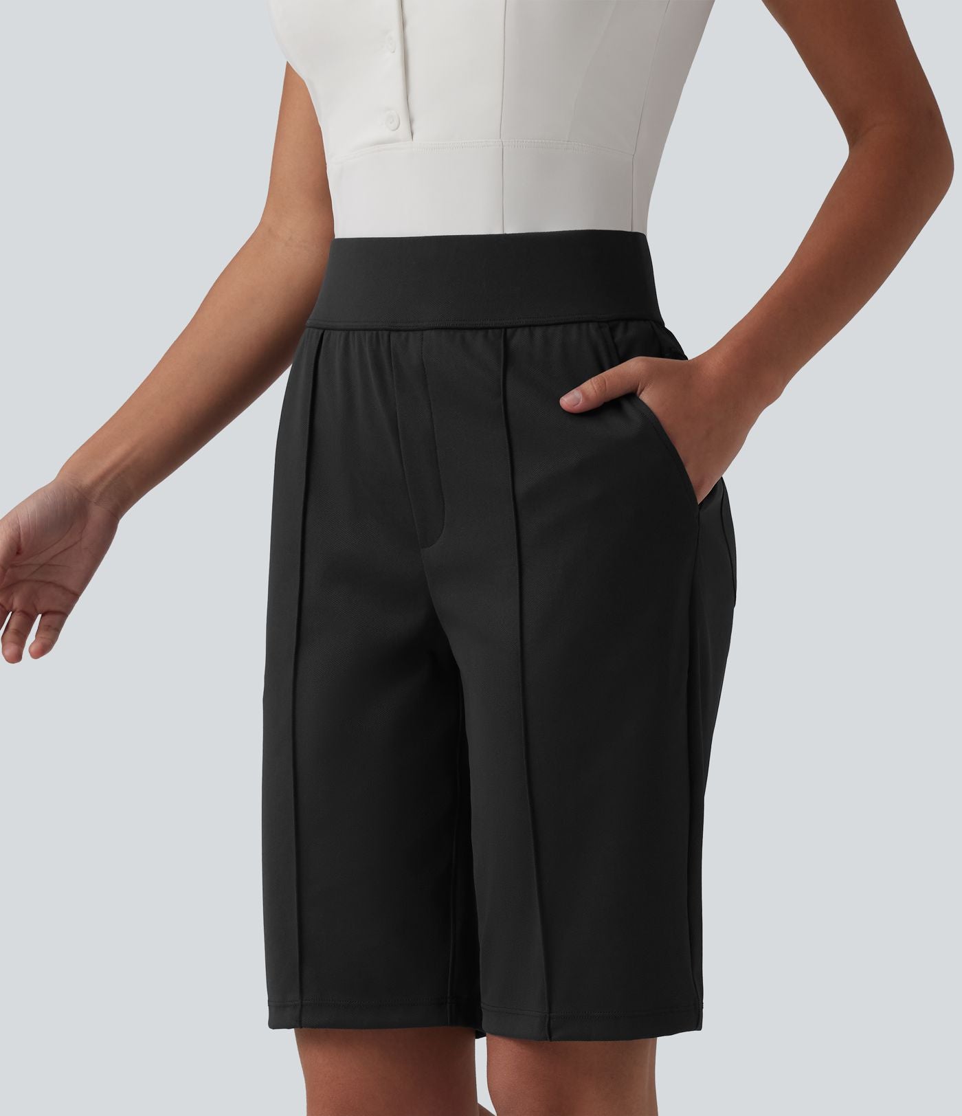 Short de golf séchage rapide taille haute avec poches 25 cm - Golf Tee - UPF40+