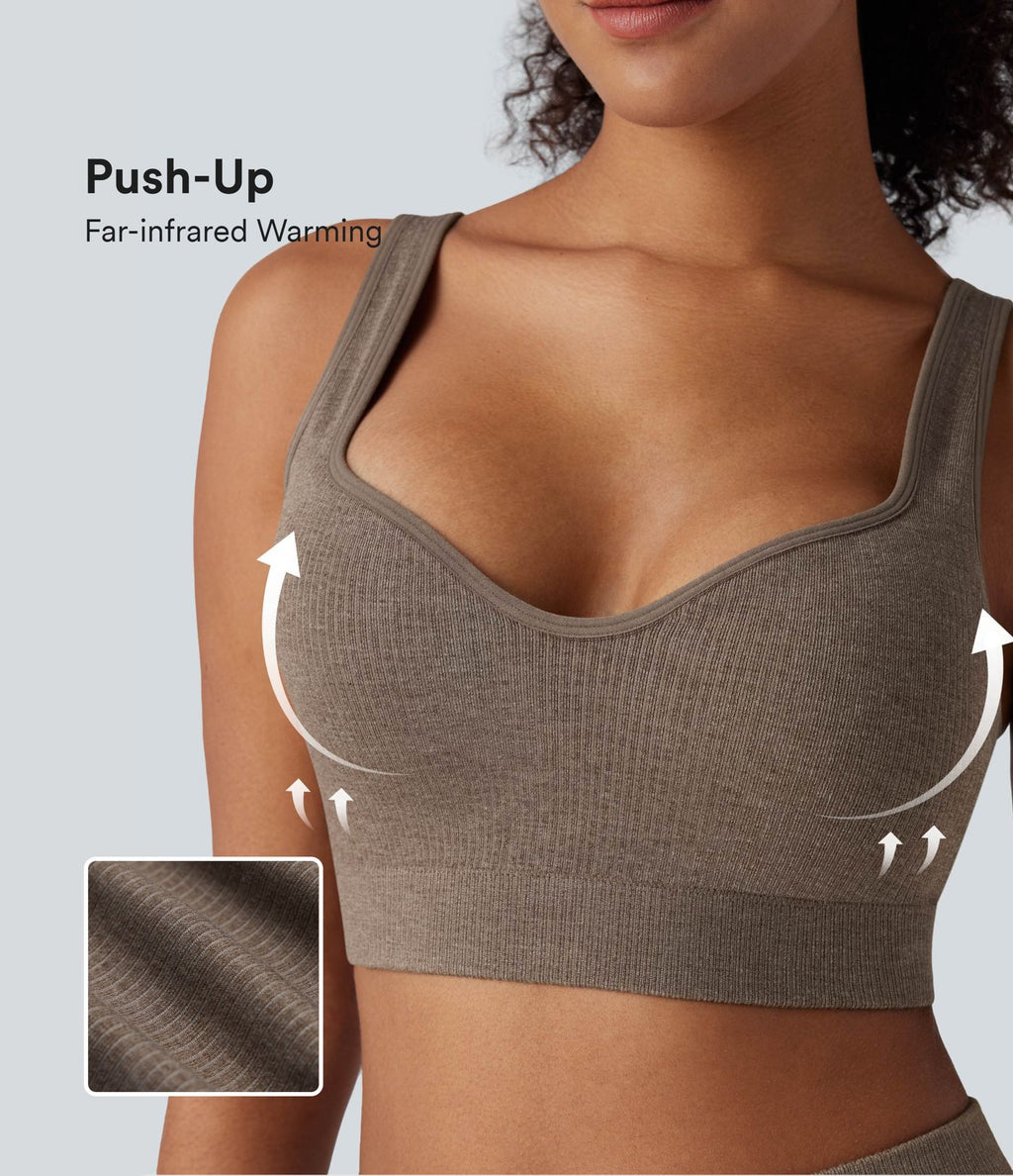 OneForm Seamless Flow Brassière de sport push-up chaude yoga à maintien léger avec bonnets moulés