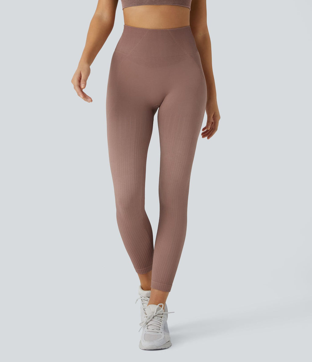 Legging d'entraînement gainant effet push-up taille haute côtelé doux sans couture OneForm Seamless Flow