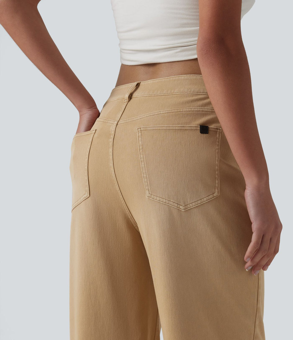 Jean droit Halara Flex™ décontracté coloré taille mi-haute avec poches