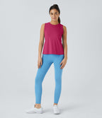 Top Débardeur Yoga Uni à Ourlet Croisé et Découpe
