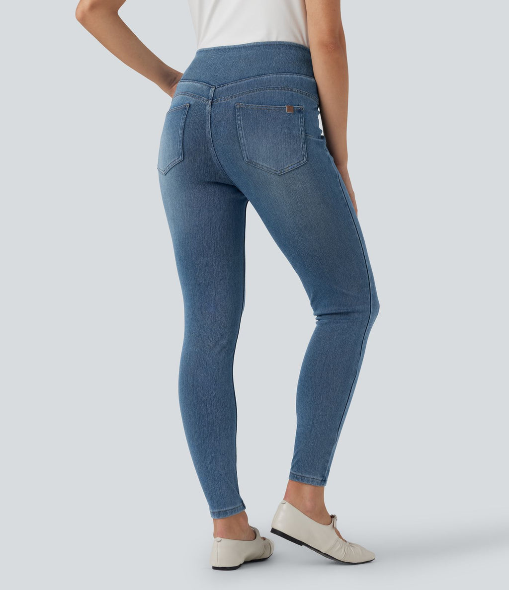 Legging skinny 7/8 en denim Halara Flex™ taille haute gainant avec poches