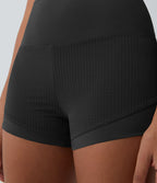 Shorts 2' Casual 2 en1 Taille Haute Empiècement en Maille dans le Dos et Poches