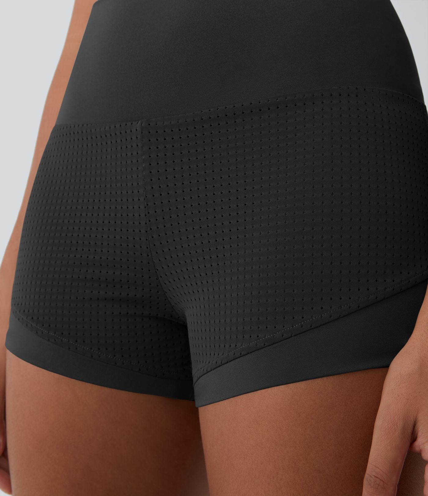 Shorts 2' Casual 2 en1 Taille Haute Empiècement en Maille dans le Dos et Poches