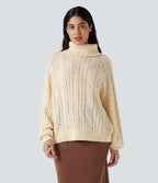 Pull col montant torsadé manches longues