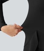 Robe mini SoftlyZero™ Airy effet frais InstantCool à manches longues, encolure arrondie et volants superposés