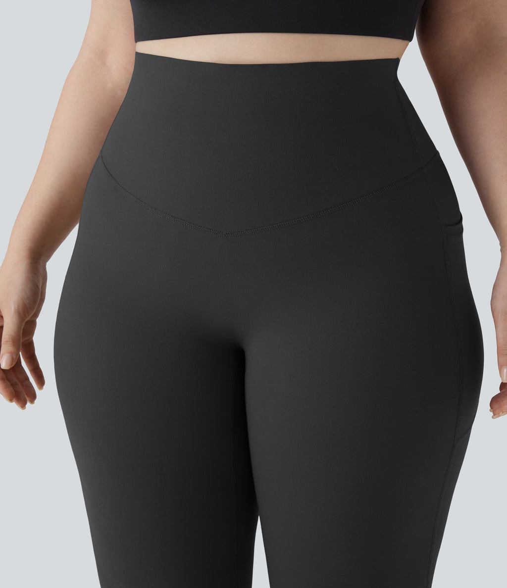 Pantalon de yoga à coupe bootcut gainant taille haute grande taille avec poches Halara UltraSculpt™