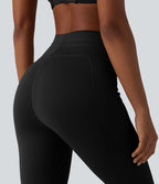 Legging yoga uni corsaire taille haute avec cordon de serrage et poches