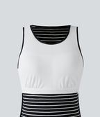 Robe midi moulante casual col rond sans manches à rayures
