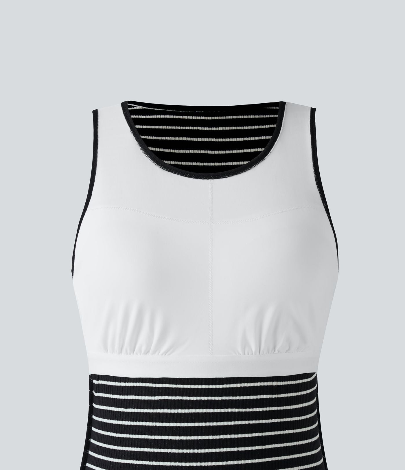 Robe midi moulante casual col rond sans manches à rayures
