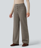 Halara Flex™ Pantalon tailleur pied-de-poule coupe droite taille haute avec poches