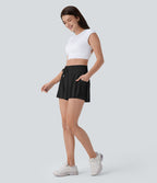 Short cycliste 17,5 cm de yoga gainant taille haute avec découpes - UPF50+ SoftlyZero™