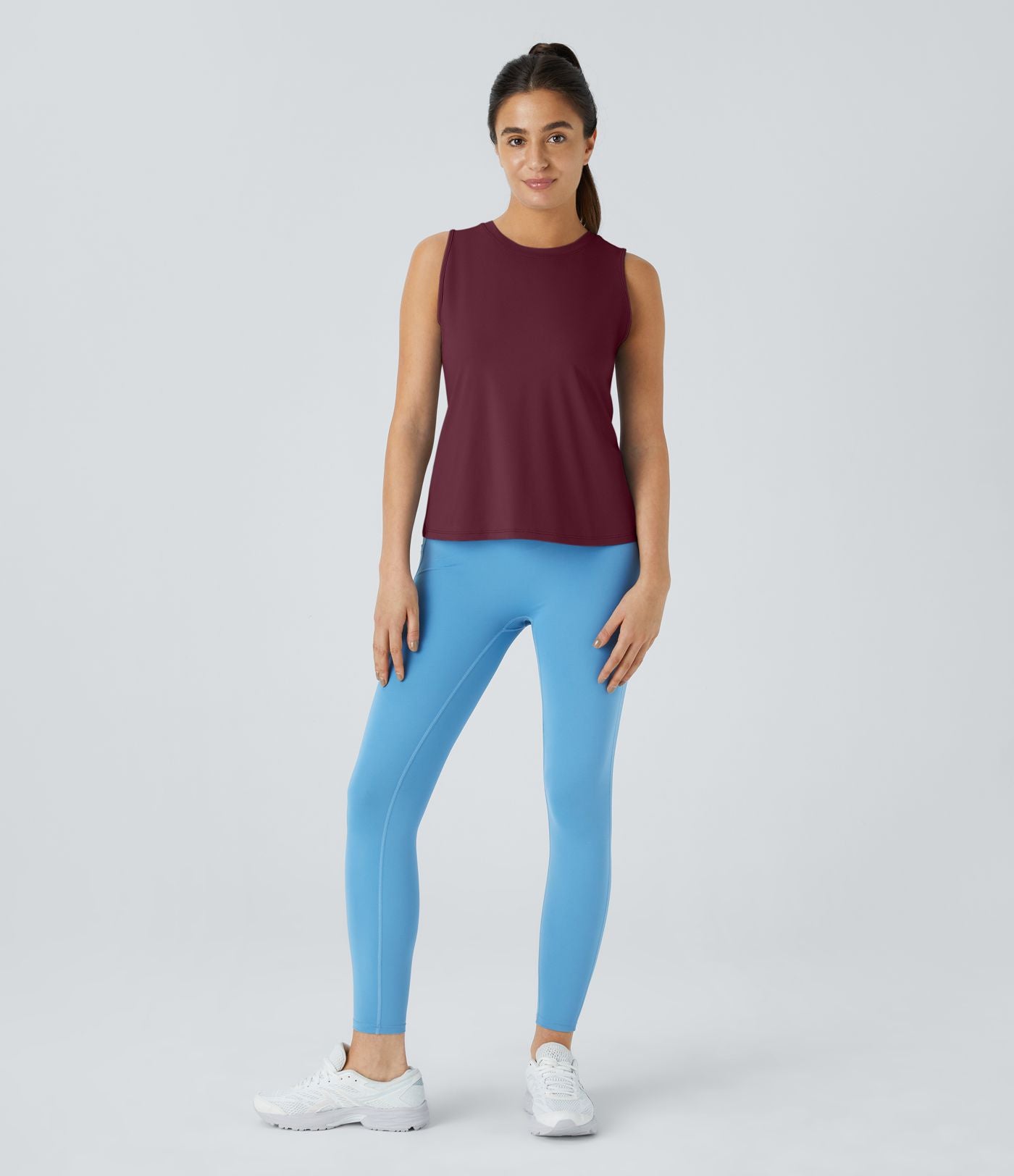 Top Débardeur Yoga Uni à Ourlet Croisé et Découpe