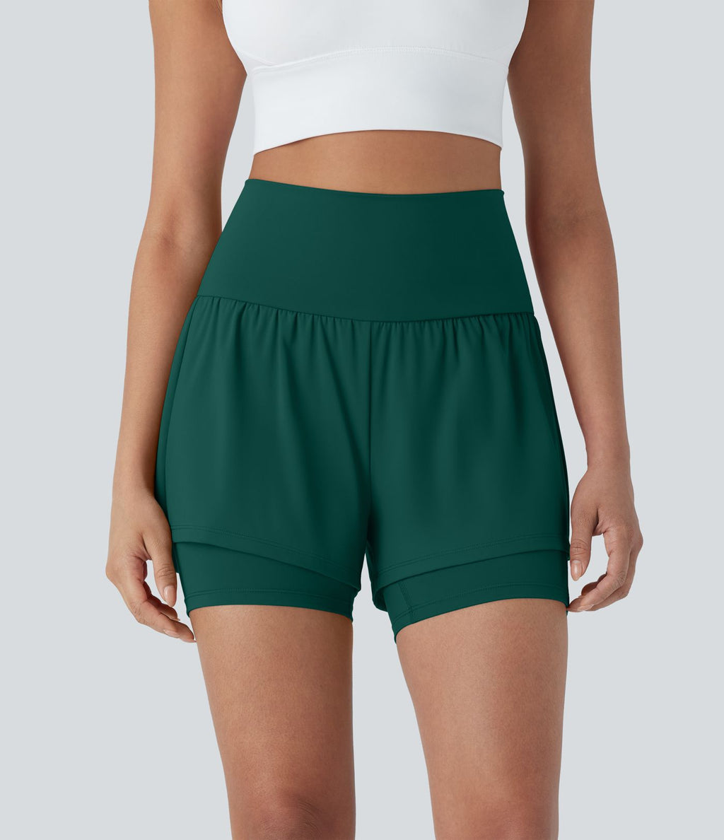 Short de yoga 2-en-1 SoftlyZero™ Airy taille très haute effet frais InstantCool 12,5 cm avec poches