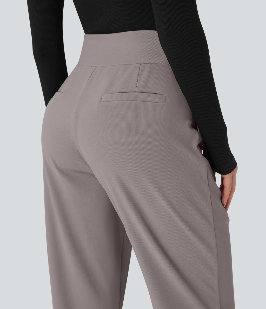 Pantalon tailleur fuselé Halara Flex™ taille mi-haute micro gaufré gainant avec poches