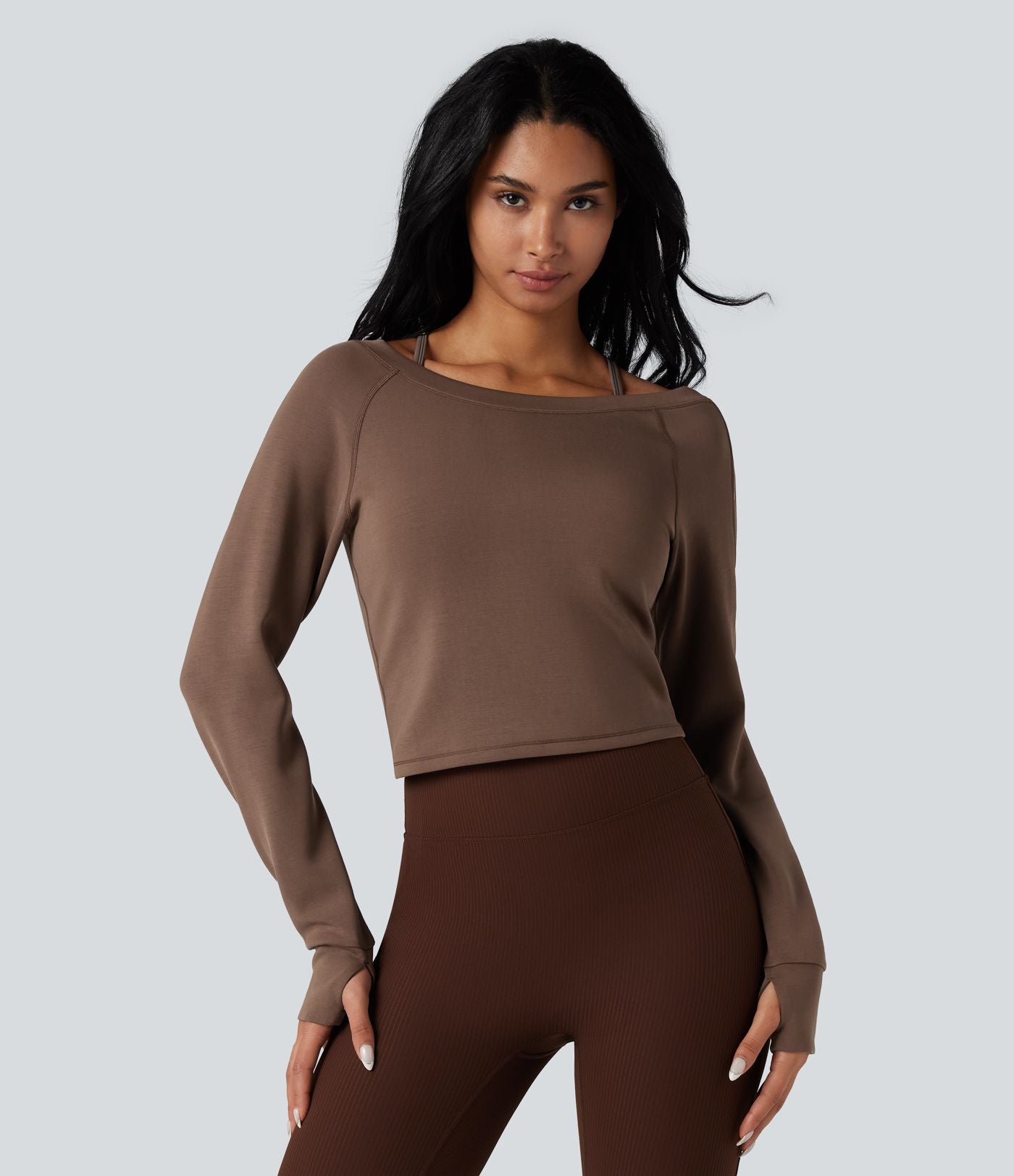 Sweat-shirt décontracté SpacerTek™ col bateau, manches longues avec trous pour les pouces