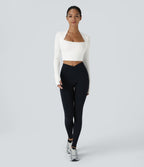 Softlyzero™ Plush Top de Sport Yoga Pull Manches Longues Trou pour Pouce 2 en 1 Court