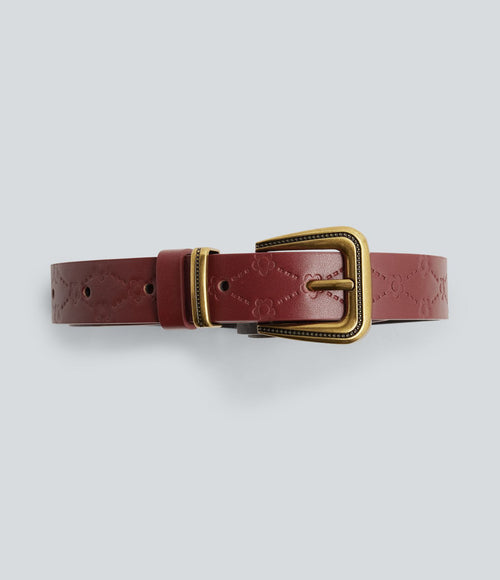 Ceinture vintage à boucle métallique embossée