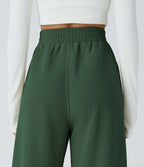 Pantalon velours côtelé de jogging décontracté à taille haute avec poches latérales