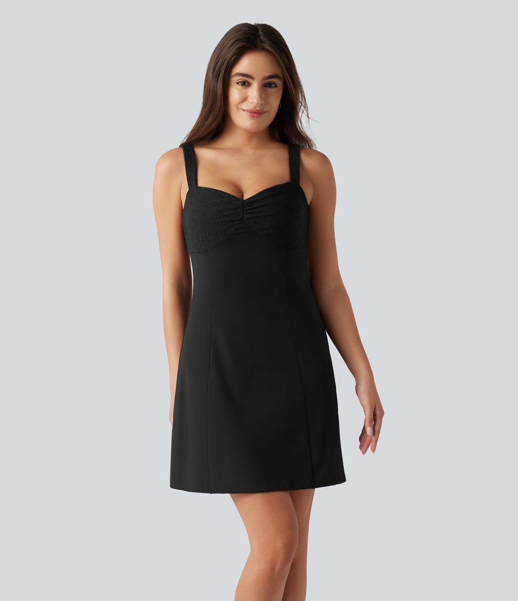 Robe courte décontractée SoftlyZero™ en dentelle contrastée légère à nouer dans le dos, à effet frais InstantCool