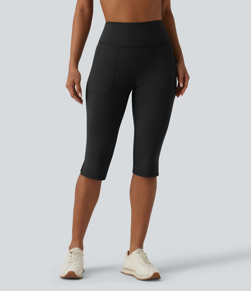 Pantalon yoga Halara UltraSculpt™ coupe corsaire effet ventre plat, taille haute, ourlet fendu avec poches