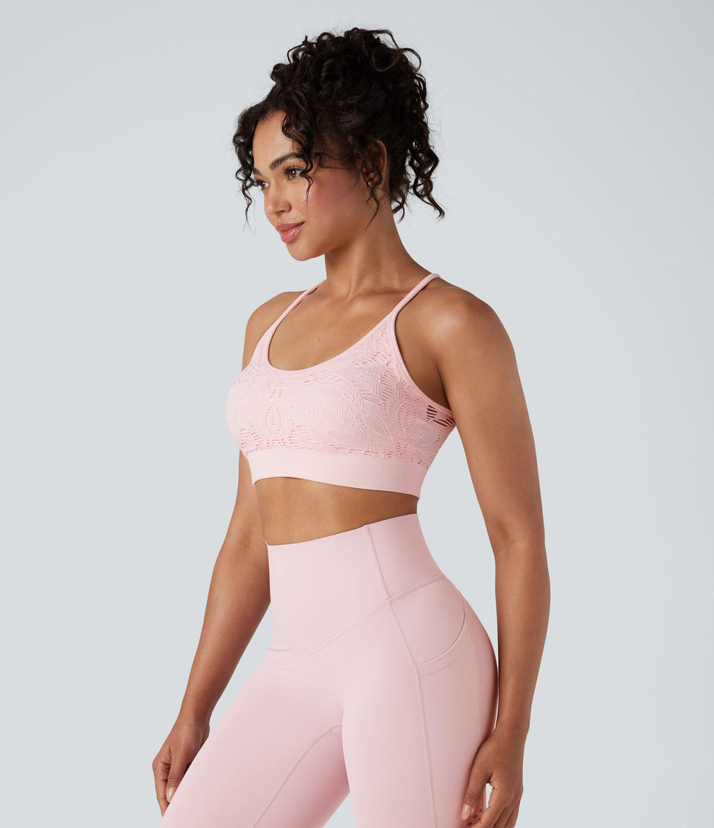 Brassière de sport yoga maintien léger avec découpes sans couture Seamless Flow