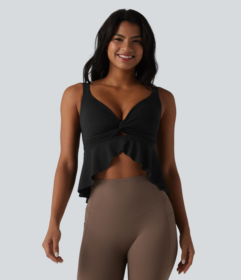 Halara UltraSculpt™ Débardeur de yoga col V push-up coussinets non amovibles ourlet à volants