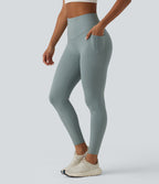 Legging taille haute gainant côtelé avec poches