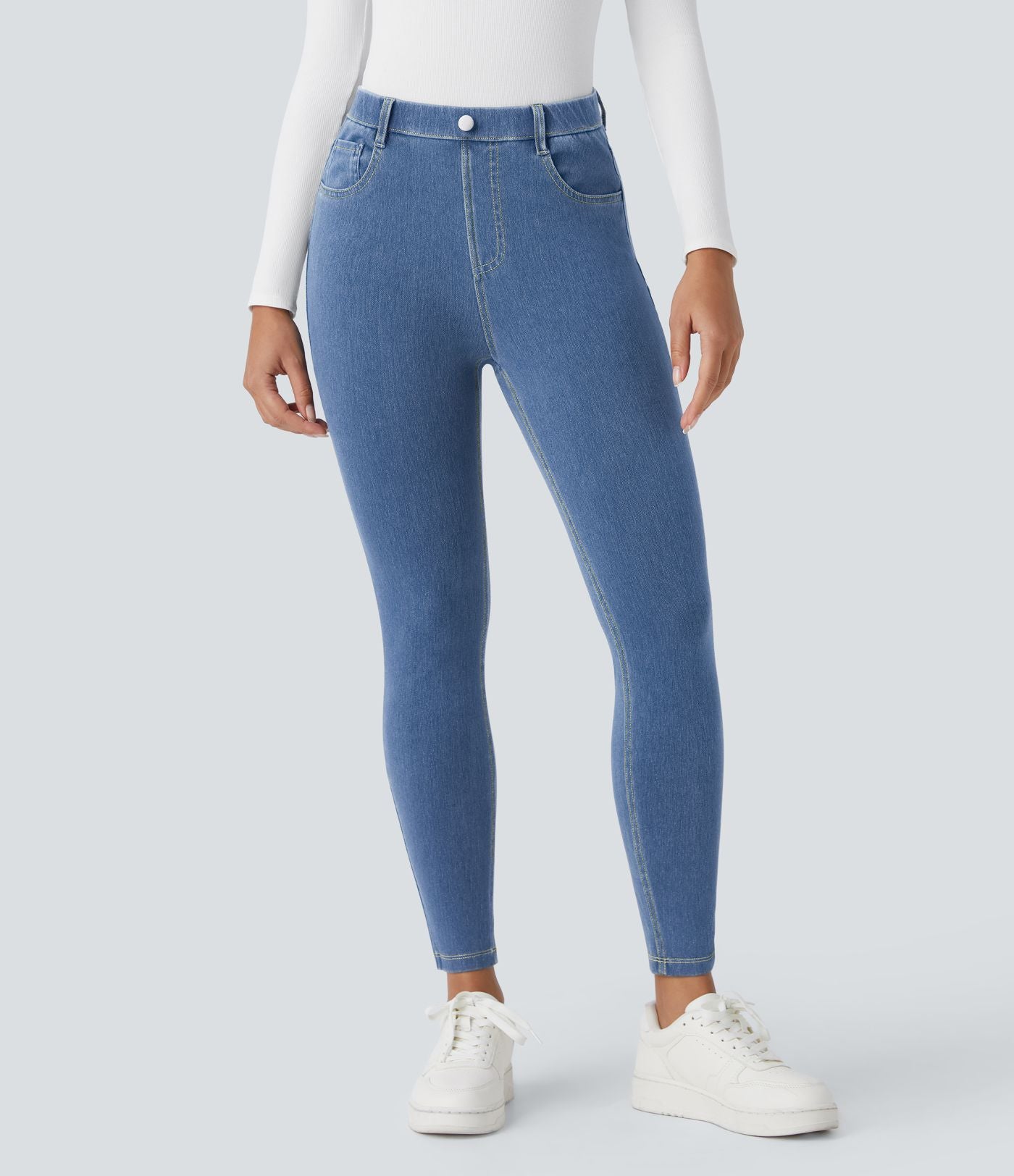 Leggings 7/8 de travail en denim taille haute avec poches Halara Flex™